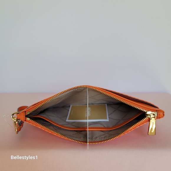 MICHAEL KORS Signature Logo Jet Set Large Top Zip Pouch/Wristlet- Apricot ⭐ - Picture 12 of 16